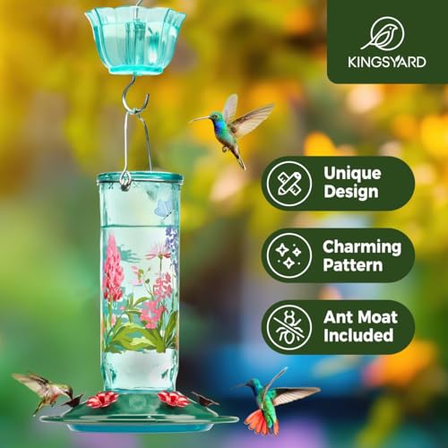 2 Pack Hummingbird Feeders for Outdoor Hanging (Blue)