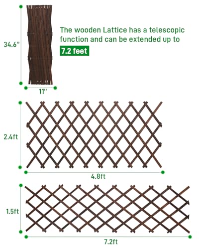 1Pack 35.4inch Wooden Lattice Wall (1 Pack / 1.5 x 7.2 ft)