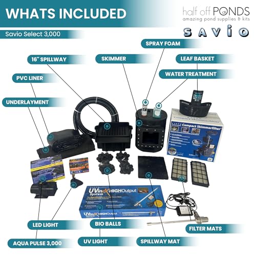 20x20 Savio Select 3000 GPH PVC Liner UV Clarifier Pond Kit