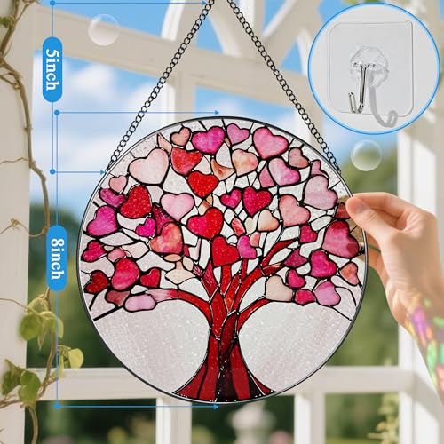 Stained Glass Window Hanging (Heart Tree)