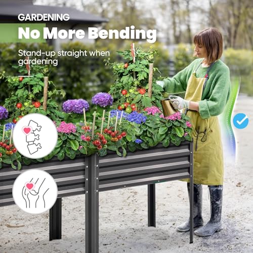 Large Raised Garden Bed with Legs & Storage Shelf 71x23x32 in