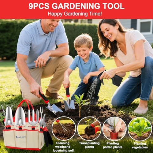 Gardening Tools 9 (9PCS Black Red)