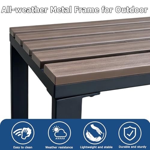 46" Outdoor Metal Backless Bench Set of 2 (Metal-walnut / 2 pcs)