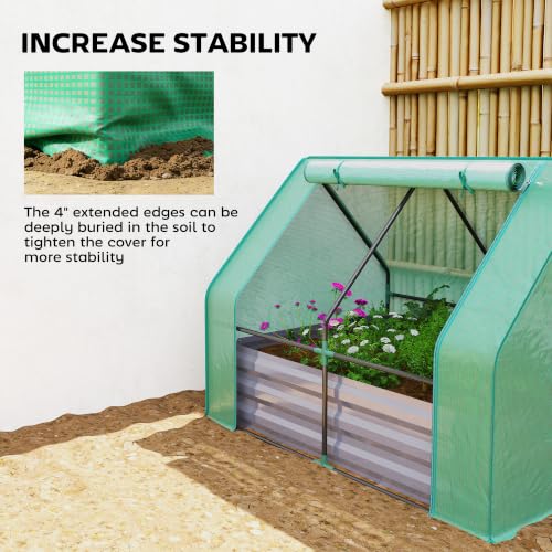 4 x 3ft Metal Planter Box with Mini Greenhouse (Green and Dark Gray)