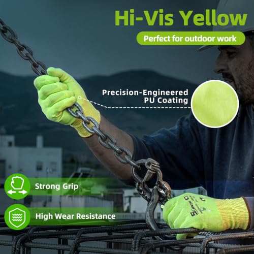 12 Pairs ANSI A6 Cut Resistant Gloves (Yellow / Small)