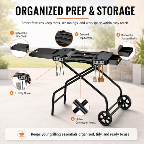 42.5" x 13.3" Outdoor Foldable Grill Stand for Ninja Woodfire Grill (31 IN.)