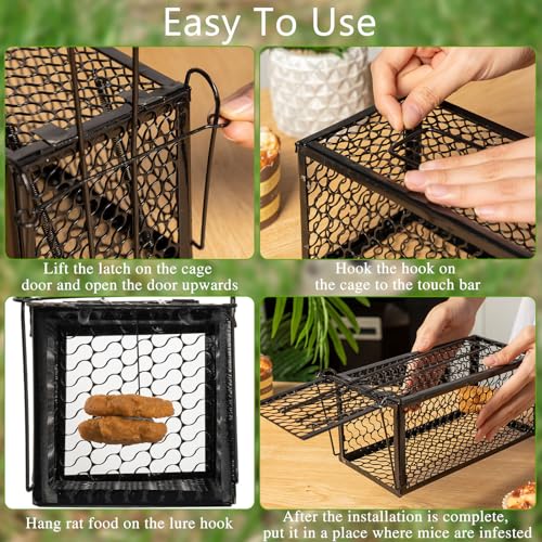 1 Pcs Rat Trap Live Animal Cage for Squirrel Chipmunk Mouse (Black)