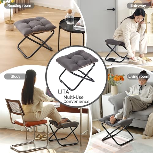 Folding Ottoman (Dark Grey Set)