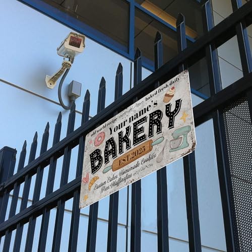 Custom Bakery Metal Sign Personalized Baked Goods Bakers Signs Decor Fresh Bread Daily Rustic Pies Cakes Decor Homemade Plaque Tin Wall Art Gifts (Bakery Sign)