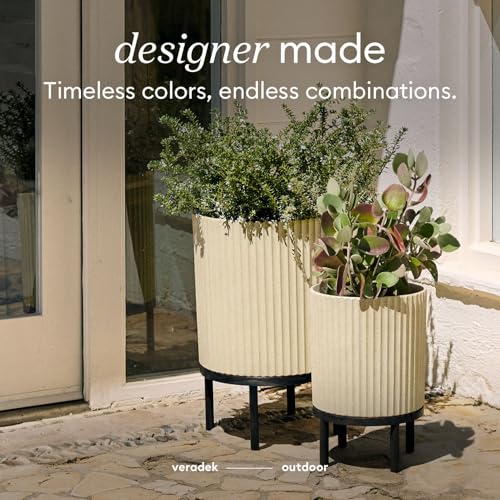 Demi Series Round Planter w (Sand/Black / 16 inch)