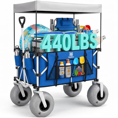 Beach Wagon with Big Balloon Wheels for Sand (Blue / 200L)