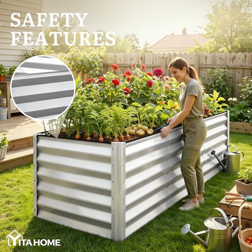 8x4x3ft Galvanized Raised Garden Bed (8x4x3ft / Silver)