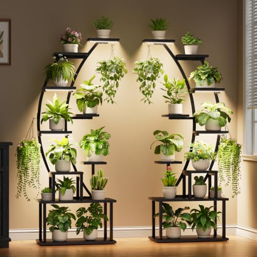 2 Pack Plant Stand Indoor with Grow Lights
