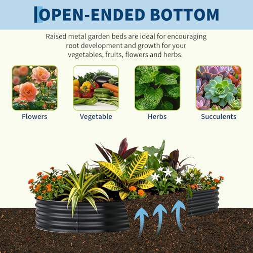 2 Pack 6X3X1ft Galvanized Raised Garden Bed (Gray-oval / 6x3x1ft 2pcs)