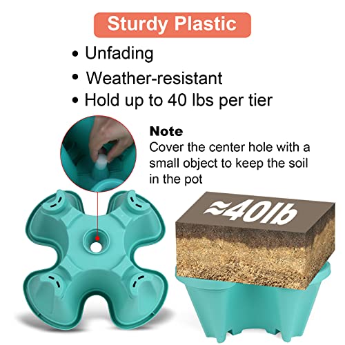 Vertical Planter Tower (Teal / 3 Tier)