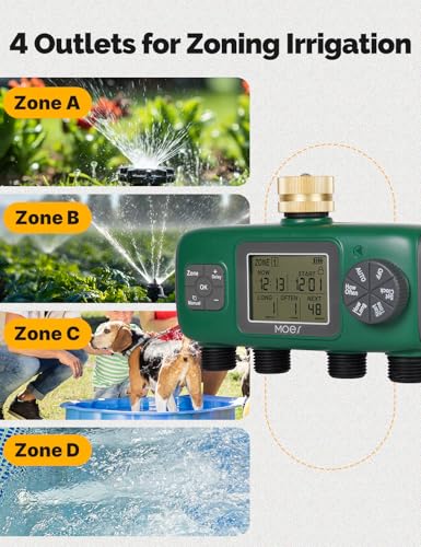4 Zone Sprinkler Timer for Garden Hose (4 Outlet)