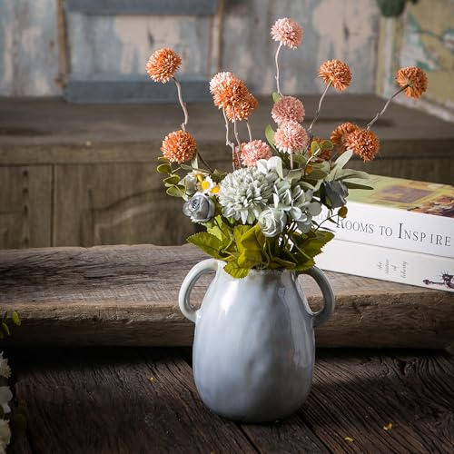 Gray Ceramic Vase with Handles (Gray)
