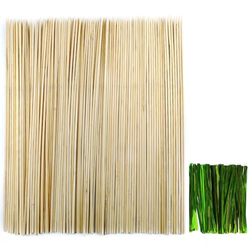 100PCS 18" Bamboo Plant Stakes with 100PCS 4" Green Garden Ties (100 Count)