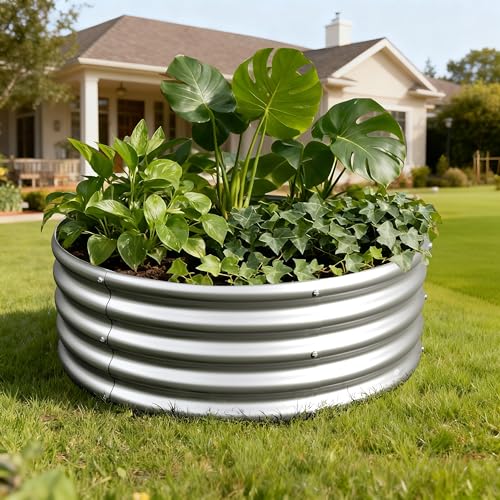 2PCS 3x3x1FT Galvanized Metal Raised Garden Bed (Silver / 3x3x1(2PCS))