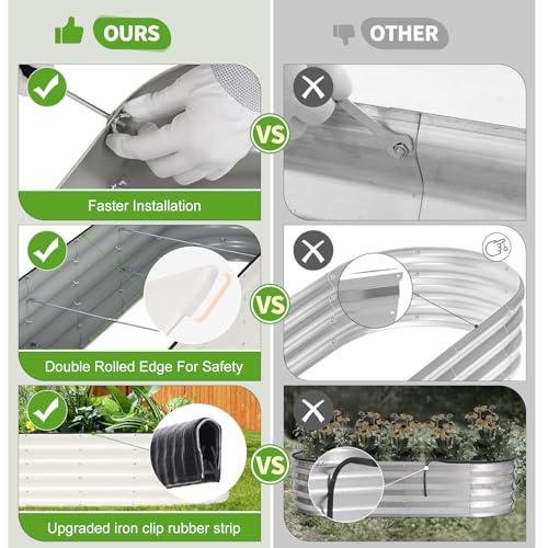 Galvanized Raised Garden Bed Outdoor (White / 6x2x1.4ft)
