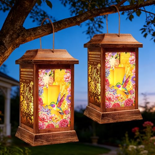 2 Pack Hummingbird Solar Lanterns Outdoor Waterproof (Hummingbird / 11.6*8.2inch)