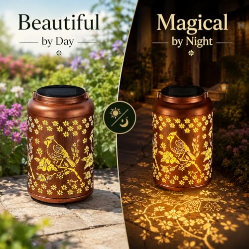 Solar Lanterns Outdoor Waterproof Garden Decor Gifts for Women Mom Grandma (C-Red Bird 1PC)