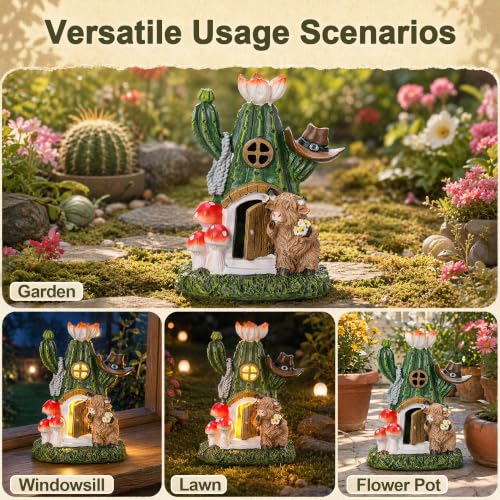Fairy House Outdoor Figurine Lights (Mushroom House Cow)