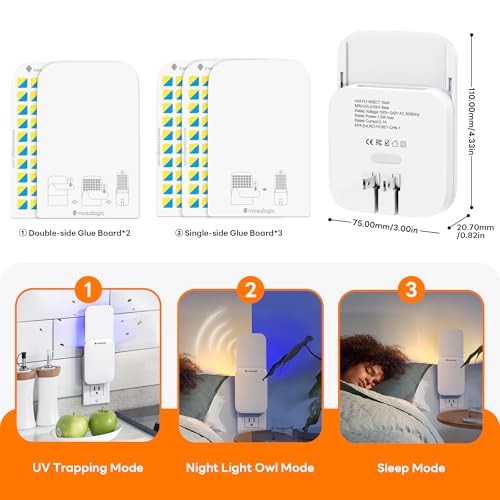 Indoor Fruit Fly Traps Smart Gnat Trap for House Indoor with Motion Sensor Night Light (off white / 1 Device+ 5 Refills)