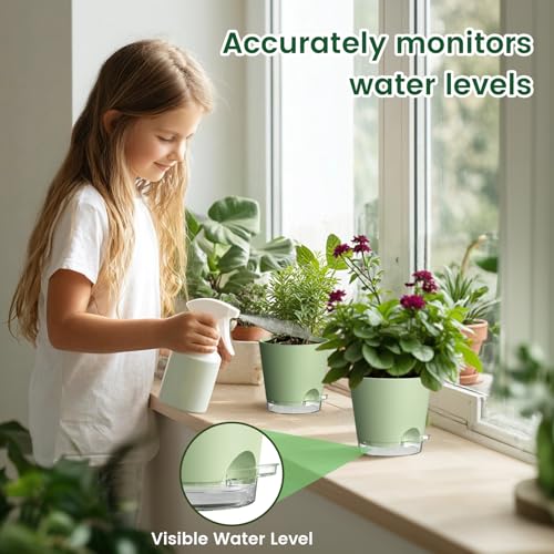 4 inch Self Watering Pots for Indoor Plants (5 Count)