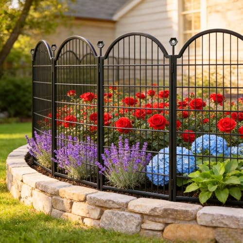 8 Panels No Dig Garden Fence (Black / 48 in(H))