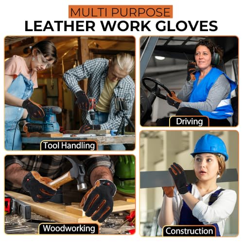 Leather Gardening Gloves (Coffee Brown (1 Pair) / Medium)