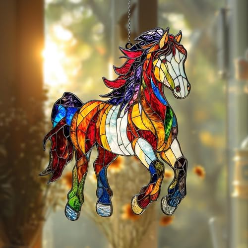 Horse Lover Acrylic Suncatcher Ornament Window Hanging Equestrian Light Catcher Home Decor Gift (1-fba-ett-evg-a167-g / 10")