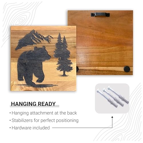 Real Wooden Cabin Wall Decor with Bear Deer & Moose (Forest Animals)