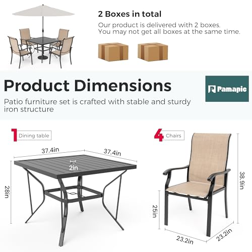 5 Piece Outdoor Dining Set (Beige / 5-Piece(37.4"))