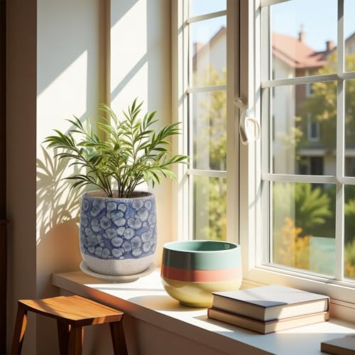 6 in Ceramic Plant Pot with Saucer