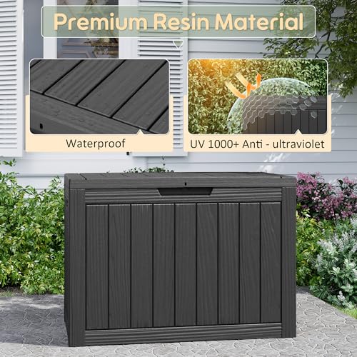 50 Gallon Outdoor Storage Box Waterproof Deck Box for Patio (Black / 50 Gallon)