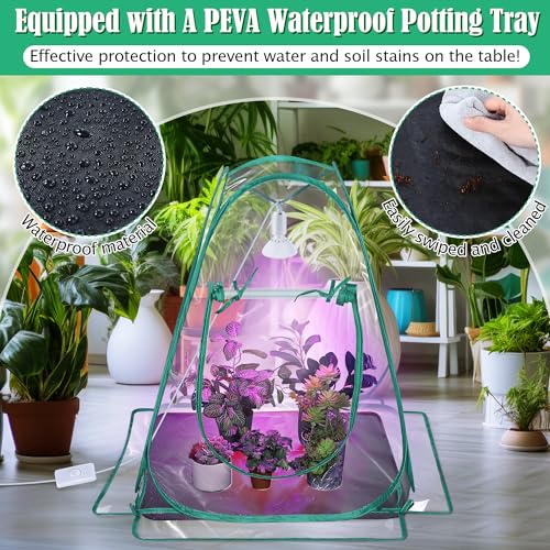 Mini Greenhouse Indoor with 10W Grow Light and PEVA Mat