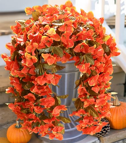 2 PCS Bougainvillea Artificial Hanging Flowers Plants for Outdoors (2 Count)