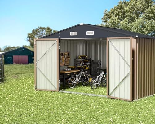 10x8FT Outdoor Storage Shed Brown (10x8 / Brown)