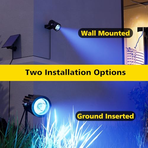 2-in-1 RGB Solar Spot Lights Outdoor Waterproof, Dusk to Dawn