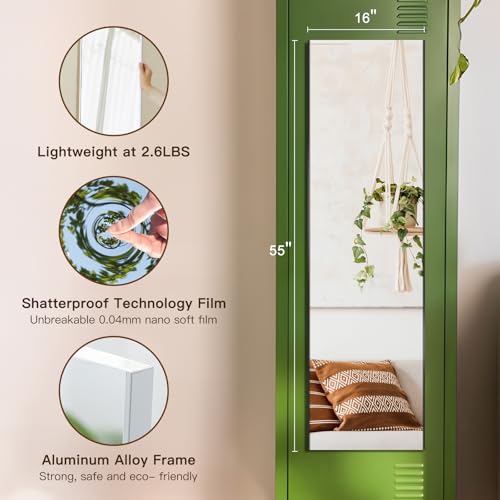 Magnetic No Drill Shatterproof NanoMirror (Black / 55"L x 16"W)