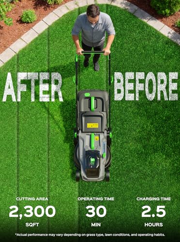 40V 16" Cordless Electric Lawn Mower with 4.0Ah Battery (Green)