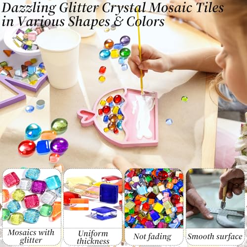 2400 Pcs Colorful Irregular Crystal Mosaic Tiles (2400 Count)