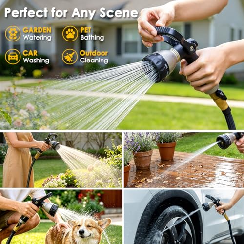 Fireman Style Water Hose Nozzle Heavy Duty Metal (Black)
