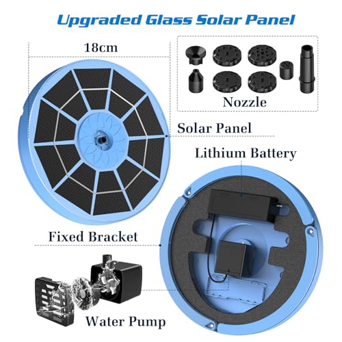 3.5W Solar Fountain Built (Blue / 3.5W-1500mAh Battery)