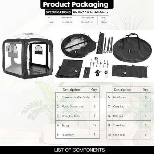 Pop Up Greenhouse Tent (90.6"Tall Black Greenhouse)