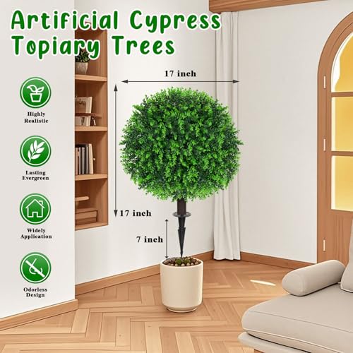 Set of 2 Artificial Topiary Ball Trees with Evergreen Eucalyptus (2 Count)