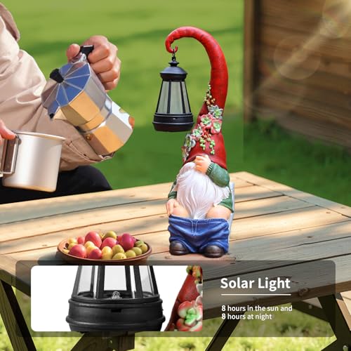 Funny Solar Garden Gnome Statue (Bronze 13in)