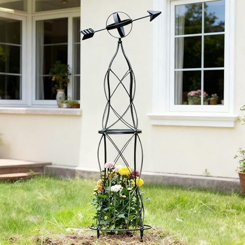 41" Obelisk Trellis for Climbing Plants (black-41"x10")