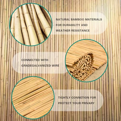 Natural Bamboo Fence 3ft H x 8ft L x 0.7In D (0.7 in D x 3ft H x 8ft L)